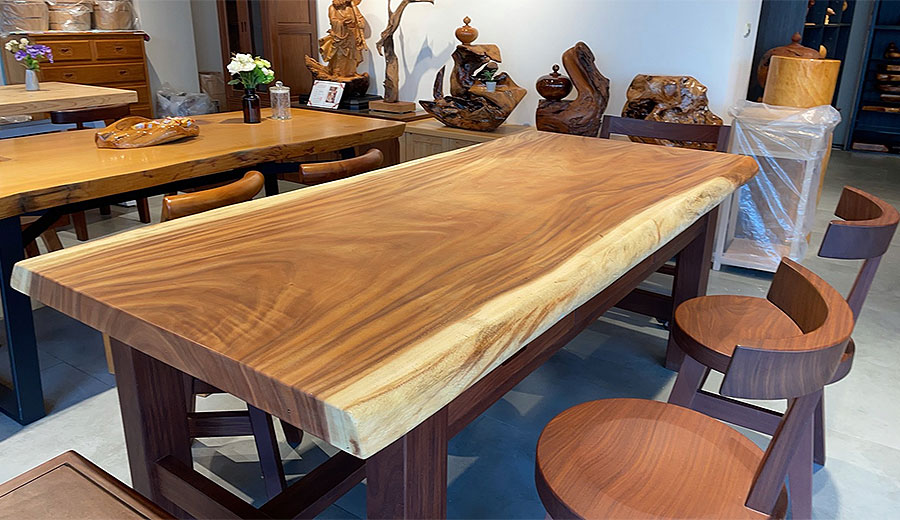 胡桃木拼板桌